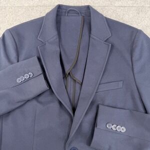 01. Algo Blazer‎ Jacket Men's Large Navy Blue Two Button Vented Cotton Blend